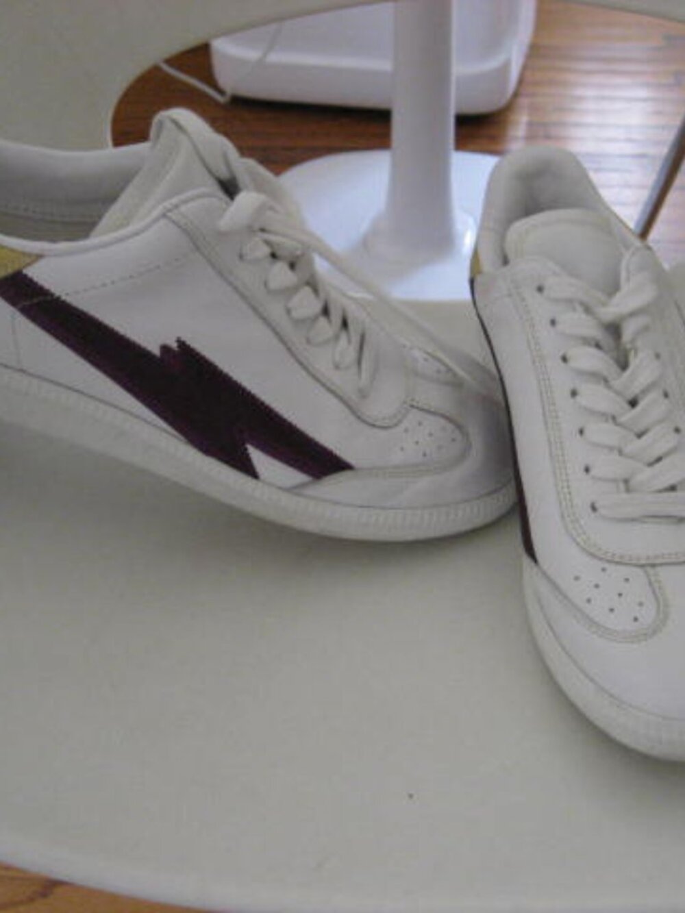 Isabel Marant Leather Lightning Bolt Pattern Sneakers - Picture 7 of 9